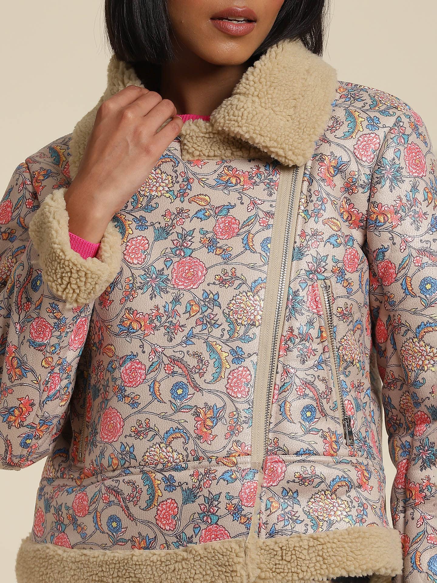 Label RITU KUMAR Women's Floral Regular Jacket JKTDPP01N30097489-KHAKI-XL