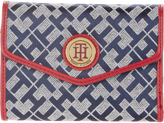 Tommy Hilfiger Large-Medium Envelope Wallet-Geometric Jacquard Navy/White/Red One Size