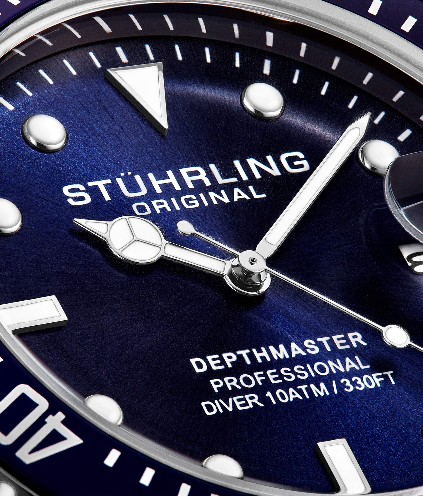 Stuhrling Original Watches for Men - Pro Diver Watch - Sports Watch for Men with Screw Down Crown for 330 Ft. of Water Resistance - Analog Dial, Quartz Movement - Mens Watches Collection (Blue)