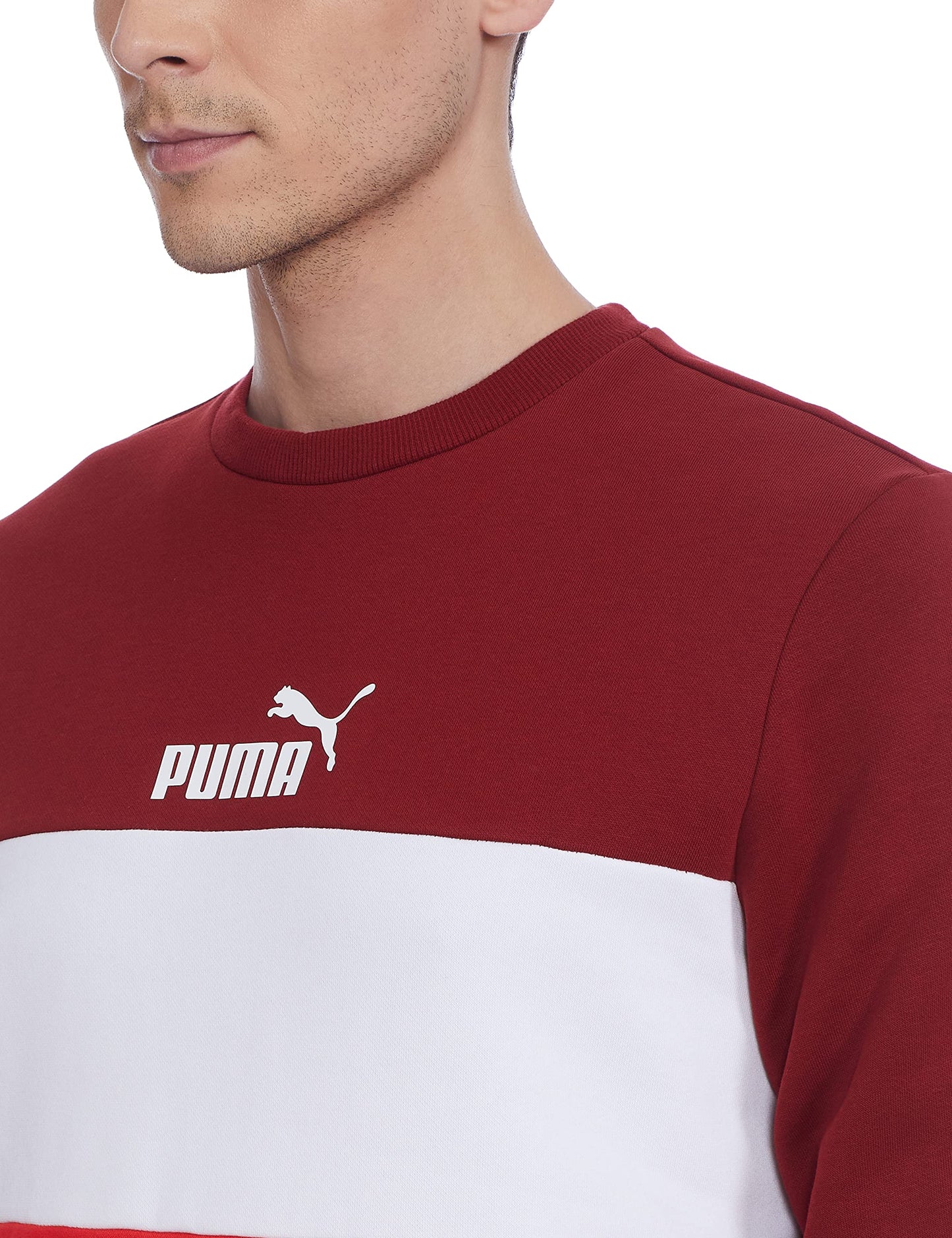 Puma Men's Cotton Essentials+ Crew Neck Sweatshirts (Red)