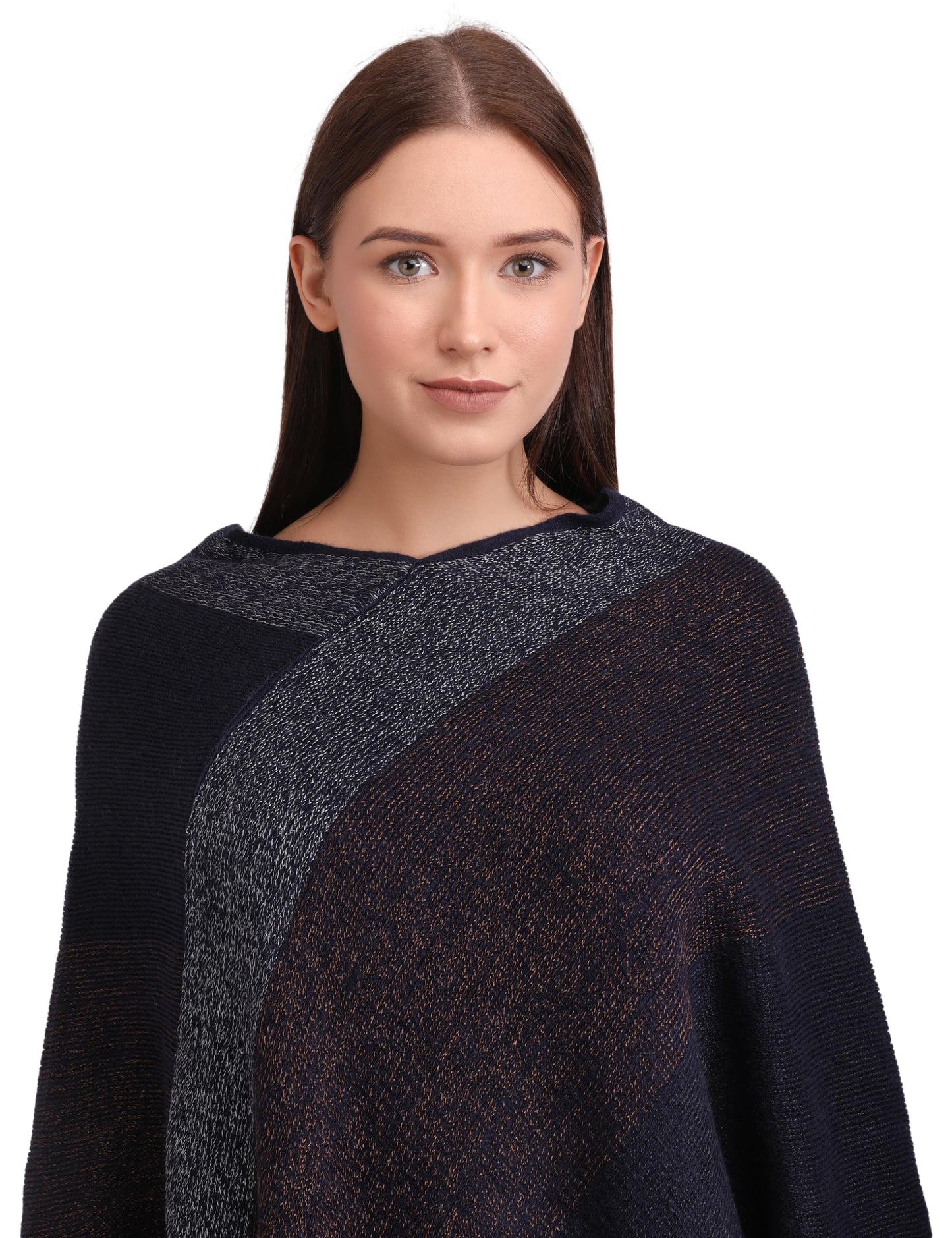 MANRA Women Girls kashmiri poncho SC 09 (NAVY BLUE)