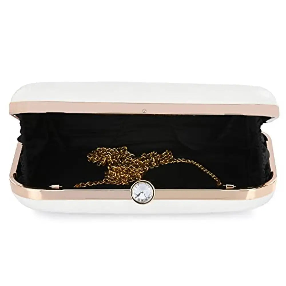 For The Beautiful You Round White Jewel Women's Clutch