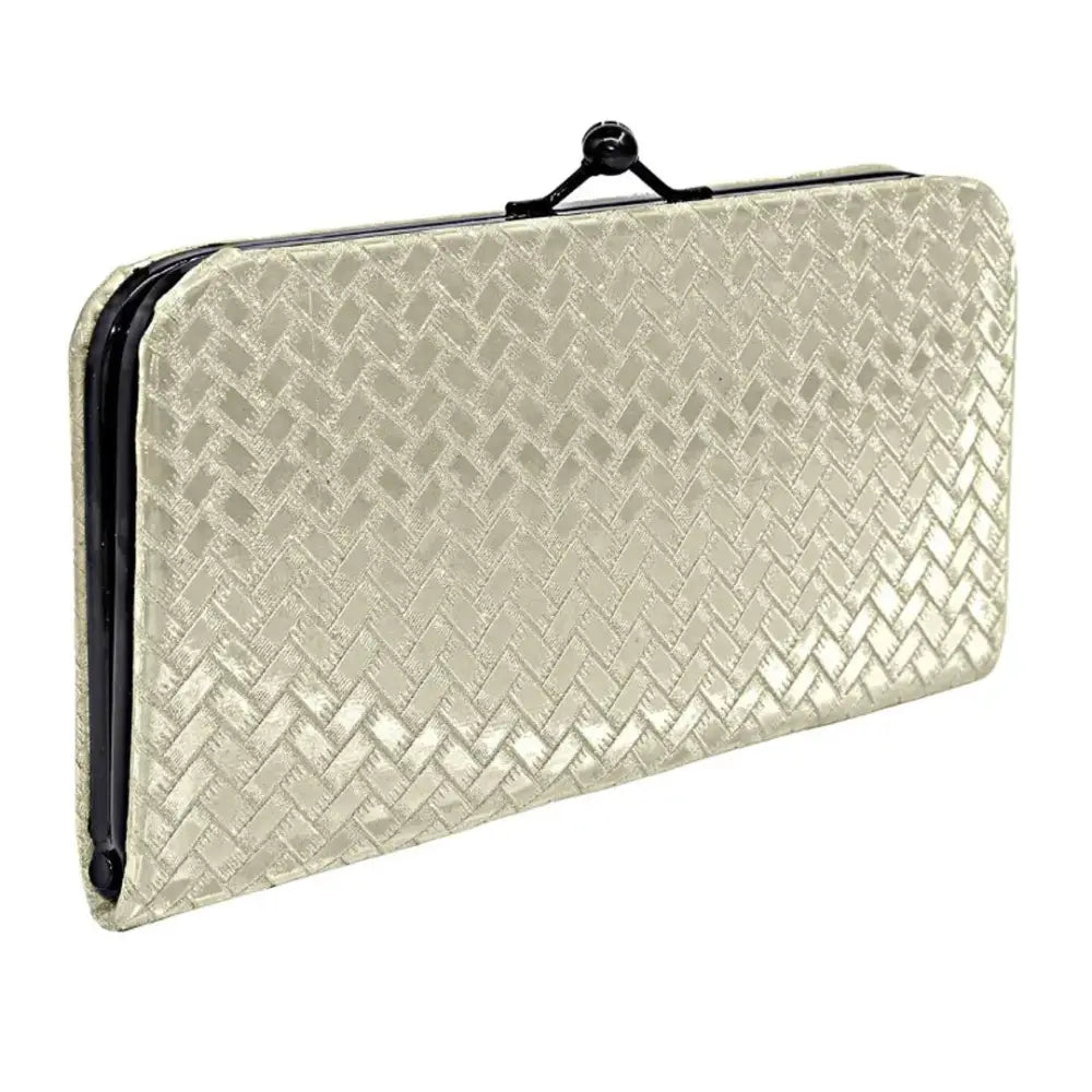 Golden 3D Bricks Checks Design Women Purse,Clutch With Twist Lock