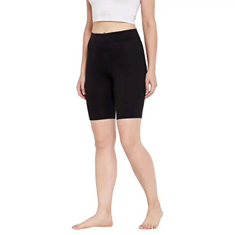 HYPERNATION Black Cotton Lycra Women's Lounge Shorts