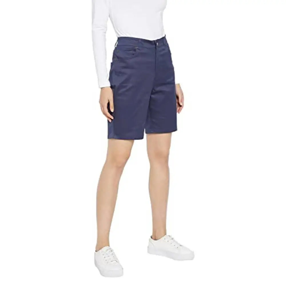 HYPERNATION Blue Color Cotton Lycra Women's Shorts