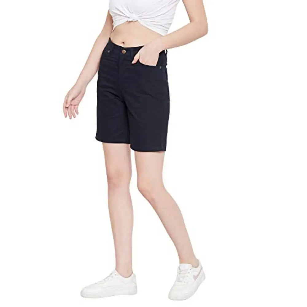 HYPERNATION Navy Blue Cotton Women's Shorts