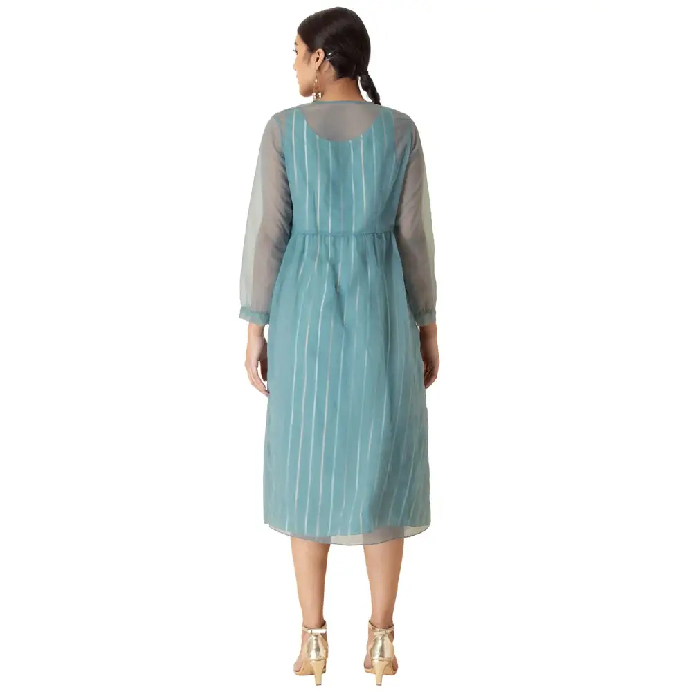 Indya Women's Cotton Regular Dresses (Blue)