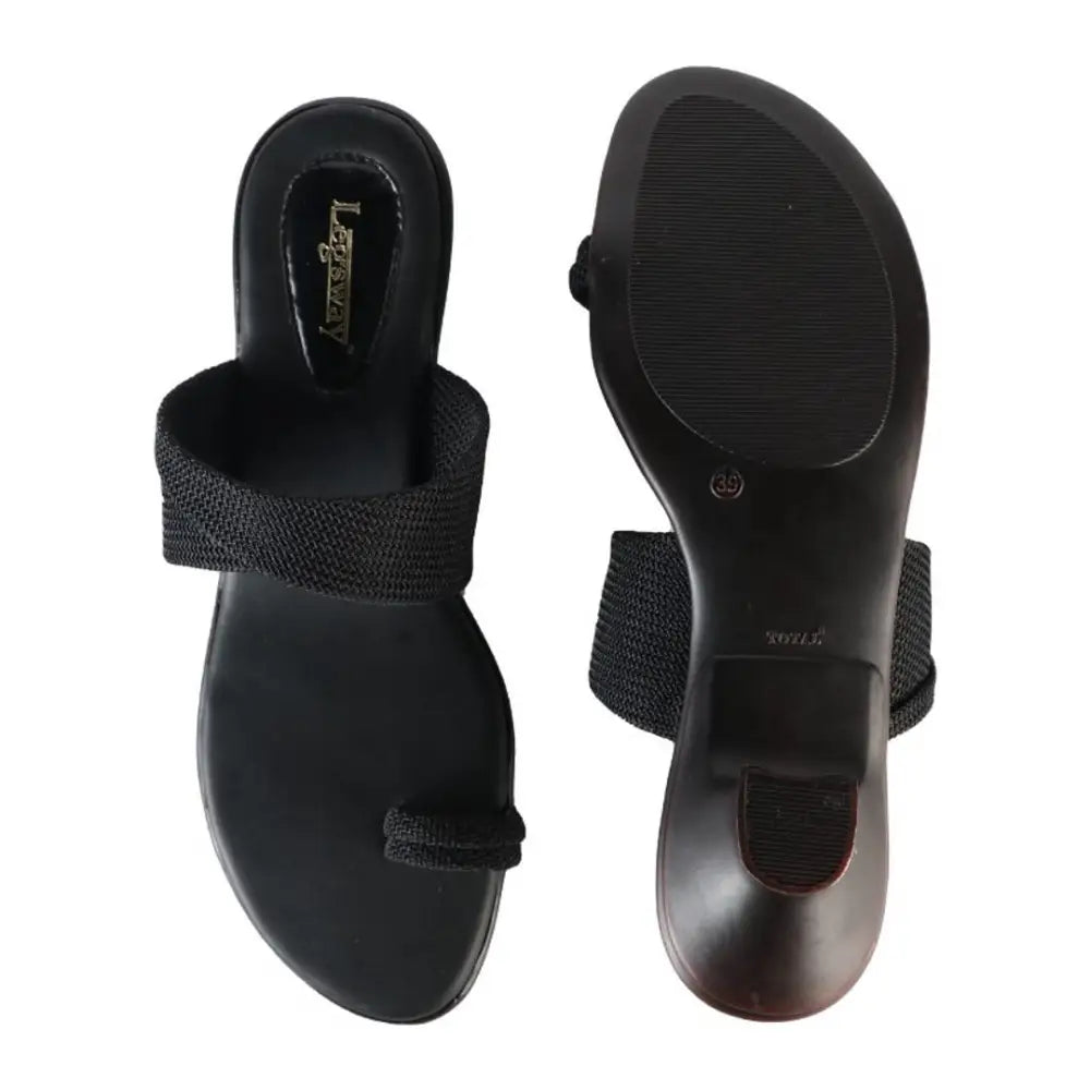 Legsway Womens Black Synthetic Heeled Slip-OnSaumyasStore