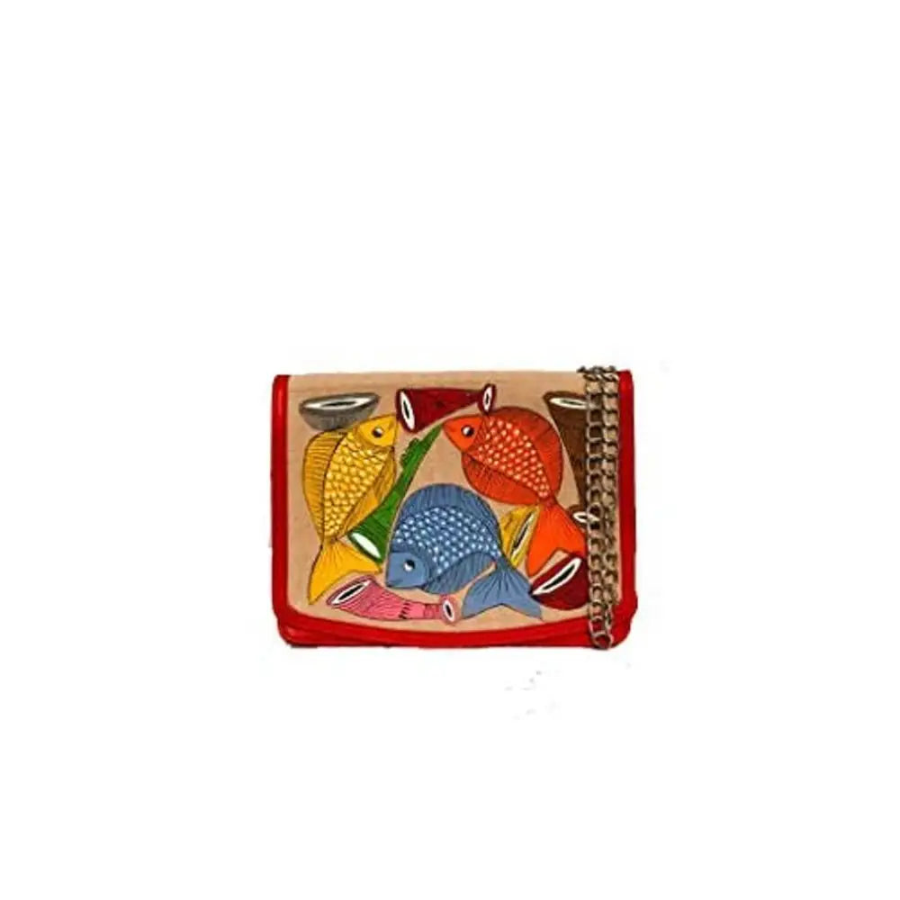 Love leather Women's Hand Painted Evening Bag With String