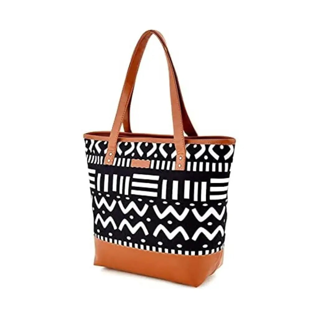 Lychee Bags Women Canvas Black And White Tote Bag