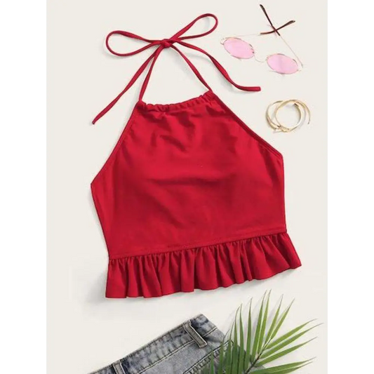 Maroon halter neck Tops SaumyasStore