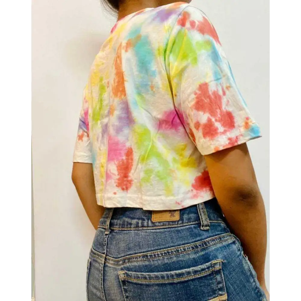 Multicolour Dots Tie Dye Cotton Crop Top