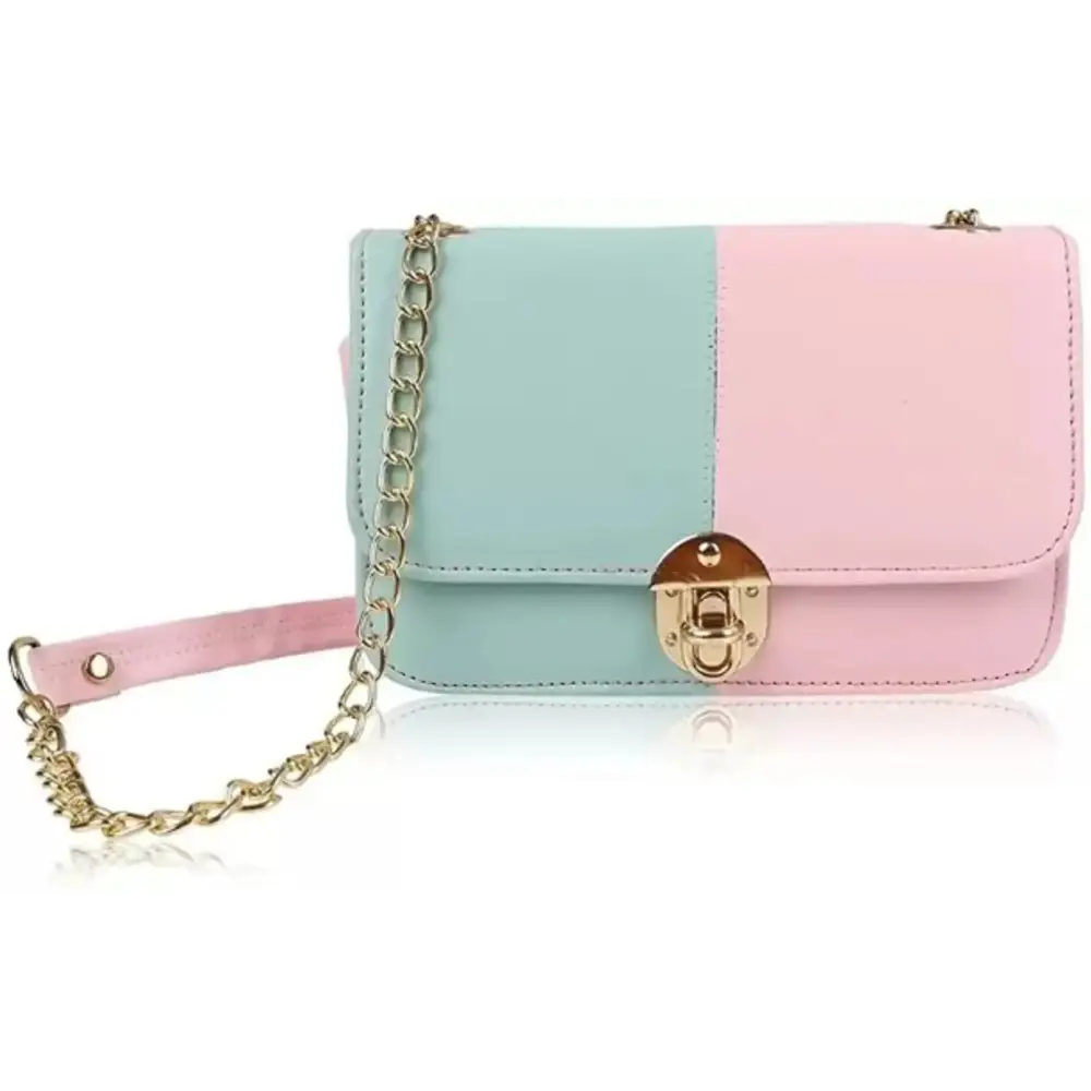 Pink, Green Women Sling Bag