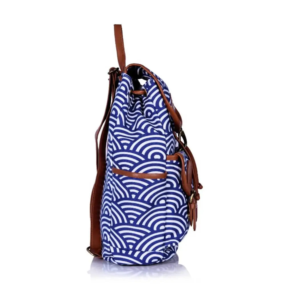 Printed Canvas Strip Black White Backpack