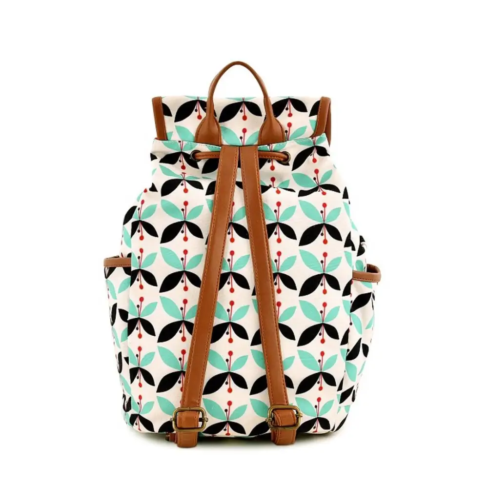 Printed Canvas Strip Black White Backpack