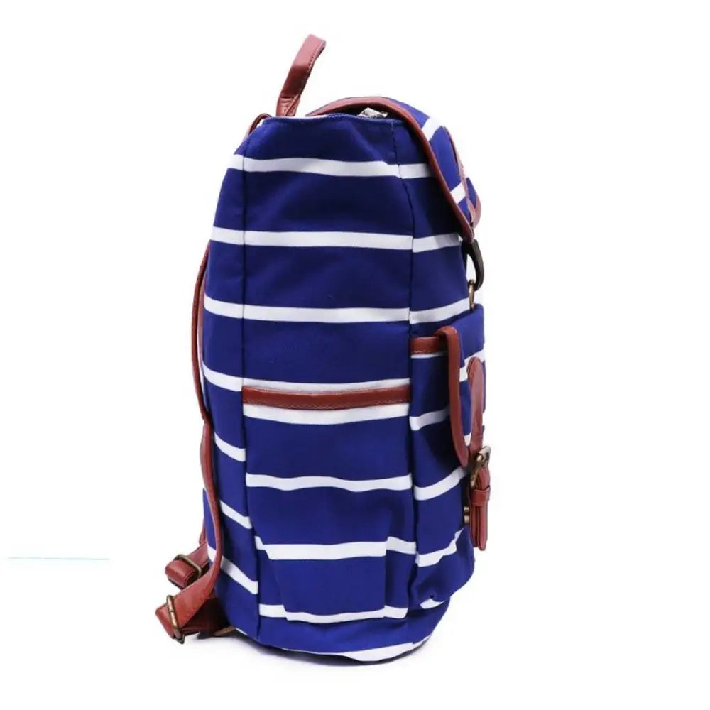 Printed Canvas Strip Black White Backpack