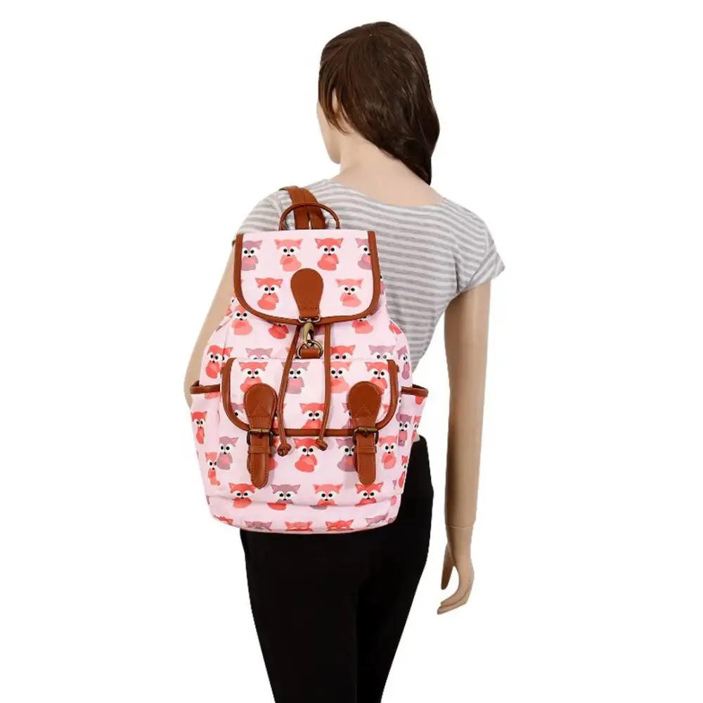 Printed Canvas Strip Black White Backpack