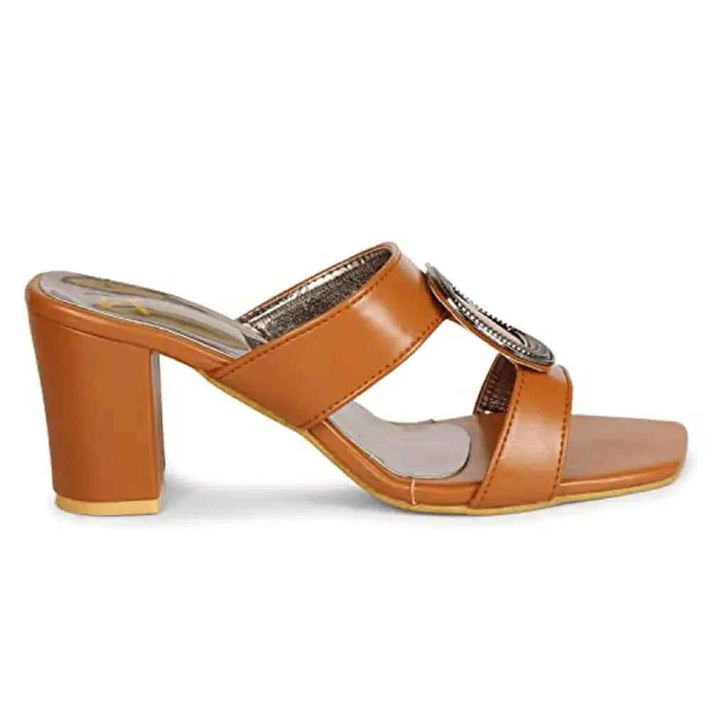 R DEZINO Synthetic Leather, Comfortable and Stylish heel slip-on sanda