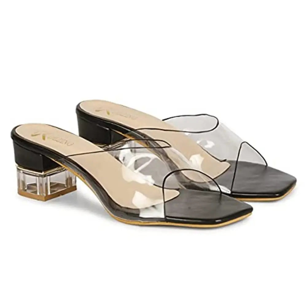 R DEZINO Transparent, Comfortable and Stylish heel slip-on sandal