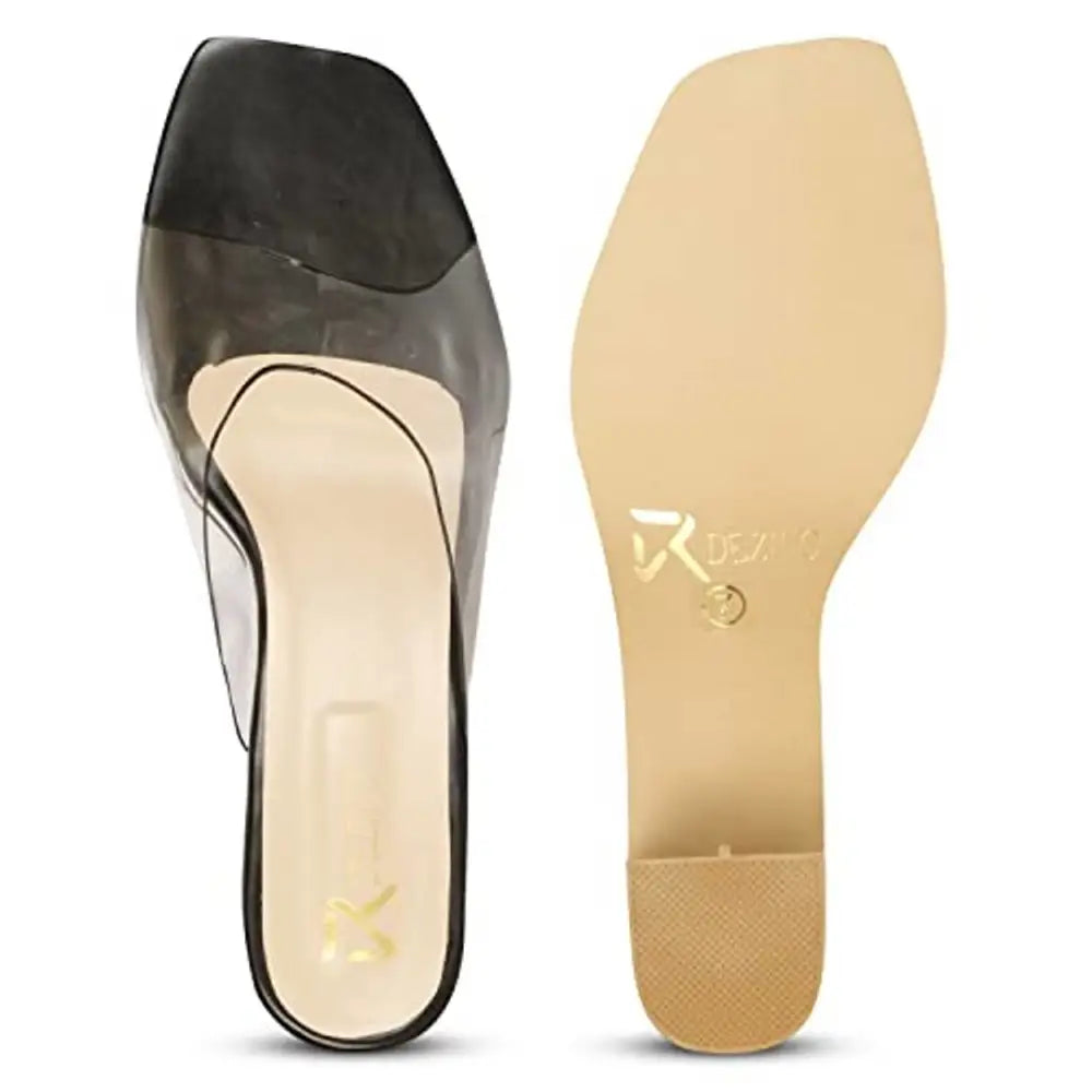 R DEZINO Transparent, Comfortable and Stylish heel slip-on sandal