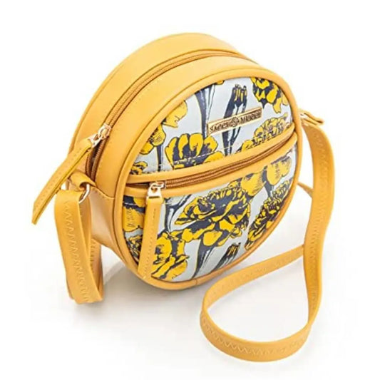 Sacci Mucci Round Sling Crossbody Bag for girls and women (Mustard-Mar