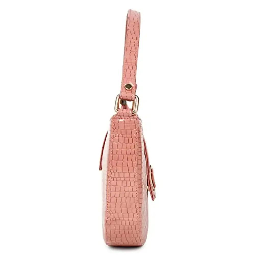 SaleBox PU Leather Crocodile Pattern Detachable Shoulder Strap Magnetic snap  zip closure Stylish Women's Sling Bag (CROCO MOONFLAP) (Onion)