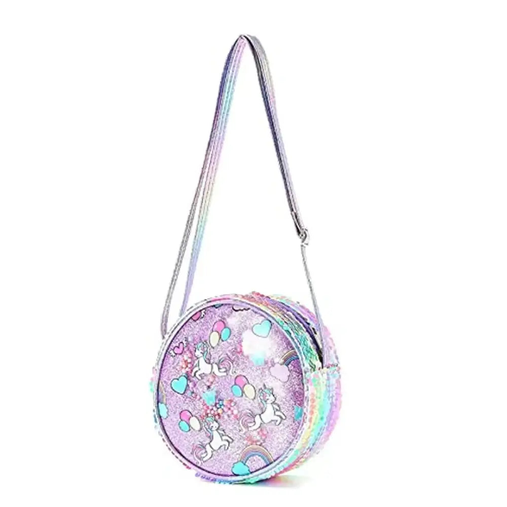 Sanjis Enterprise Glitter Sequin Stylish Bags Printed Sling (Purple)