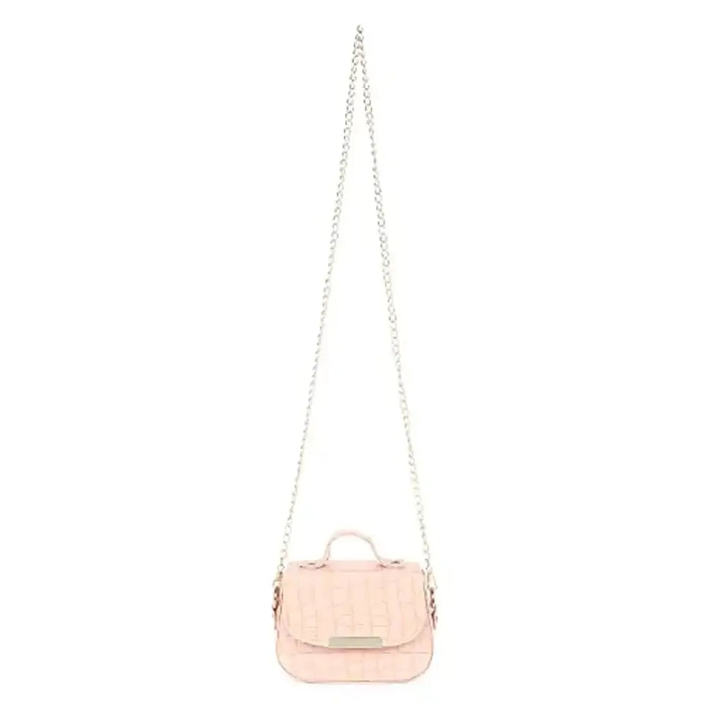 Sanjis Enterprise Women's girls Croco Textured Sling Bag (Light Pink)