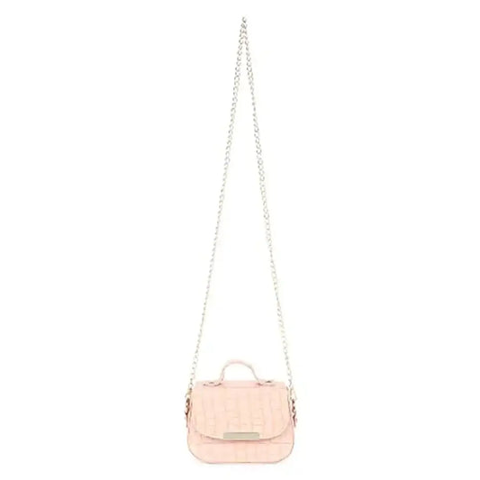 Sanjis Enterprise Women's girls Croco Textured Sling Bag (Light Pink)