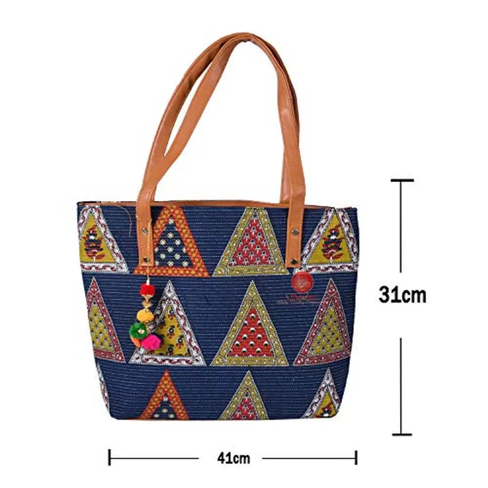 Saudeep India Hand Made Printed Ikat Traditional Shoulder Hand Bag For