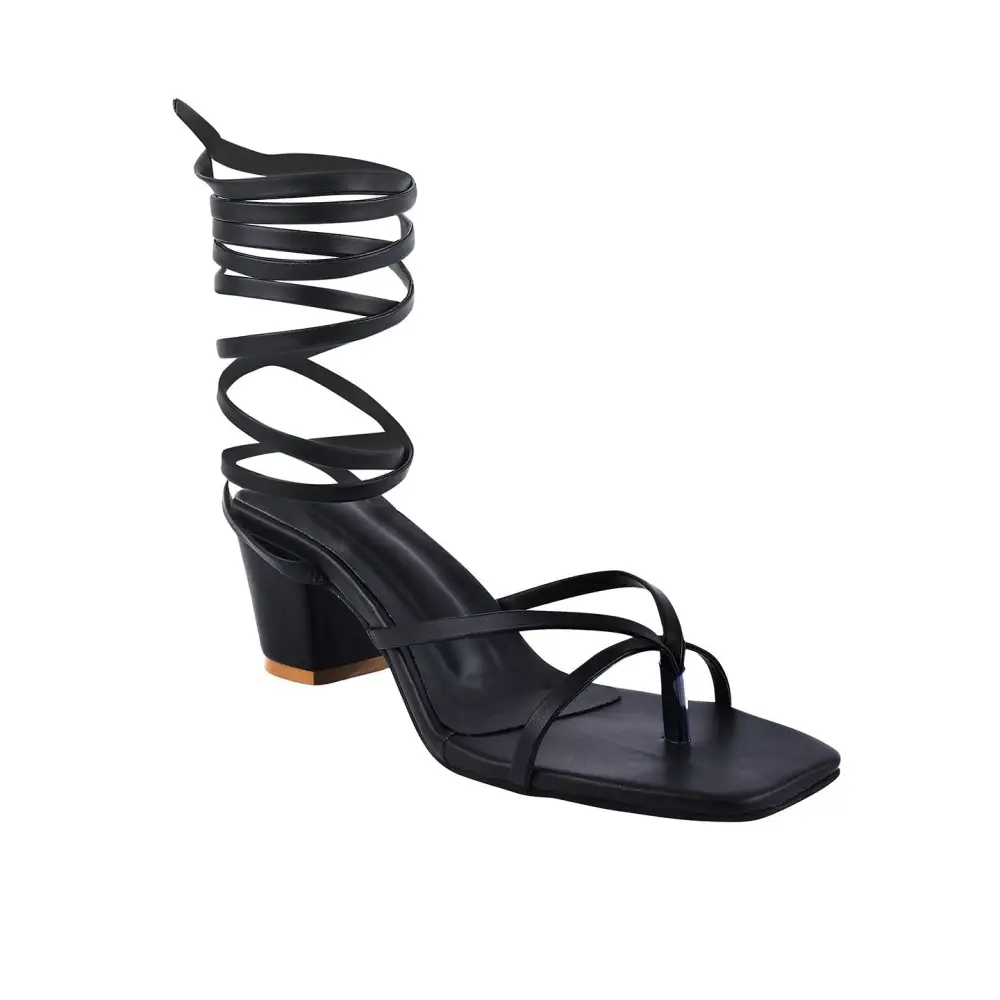 Shoetopia Women Black Heels Sandal