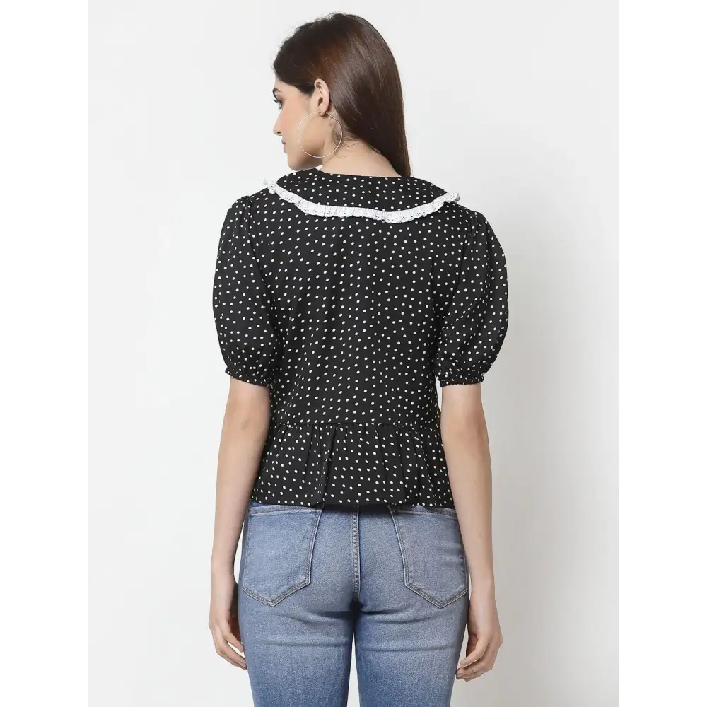 Style Quotient Women Black Polka Dots ShirtsSaumyasStore