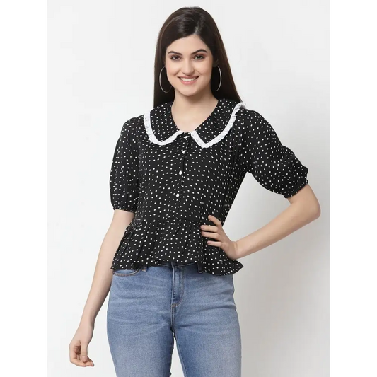 Style Quotient Women Black Polka Dots ShirtsSaumyasStore