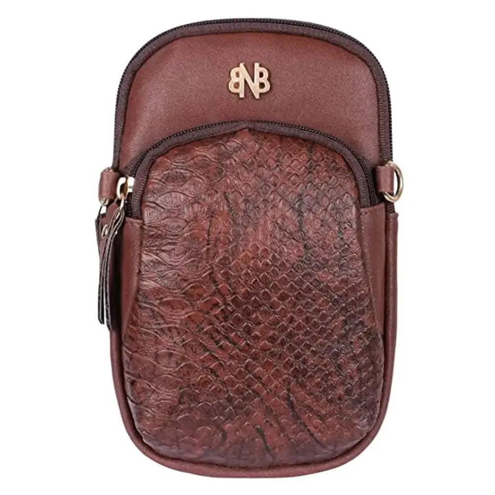 Stylish Brown Artificial Leather Self Pattern Sling Bags For Women