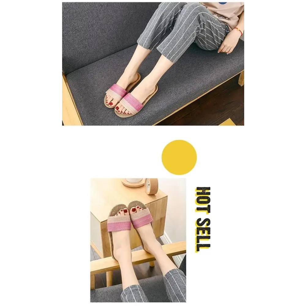 Stylish Pink Jute Slippers For Women