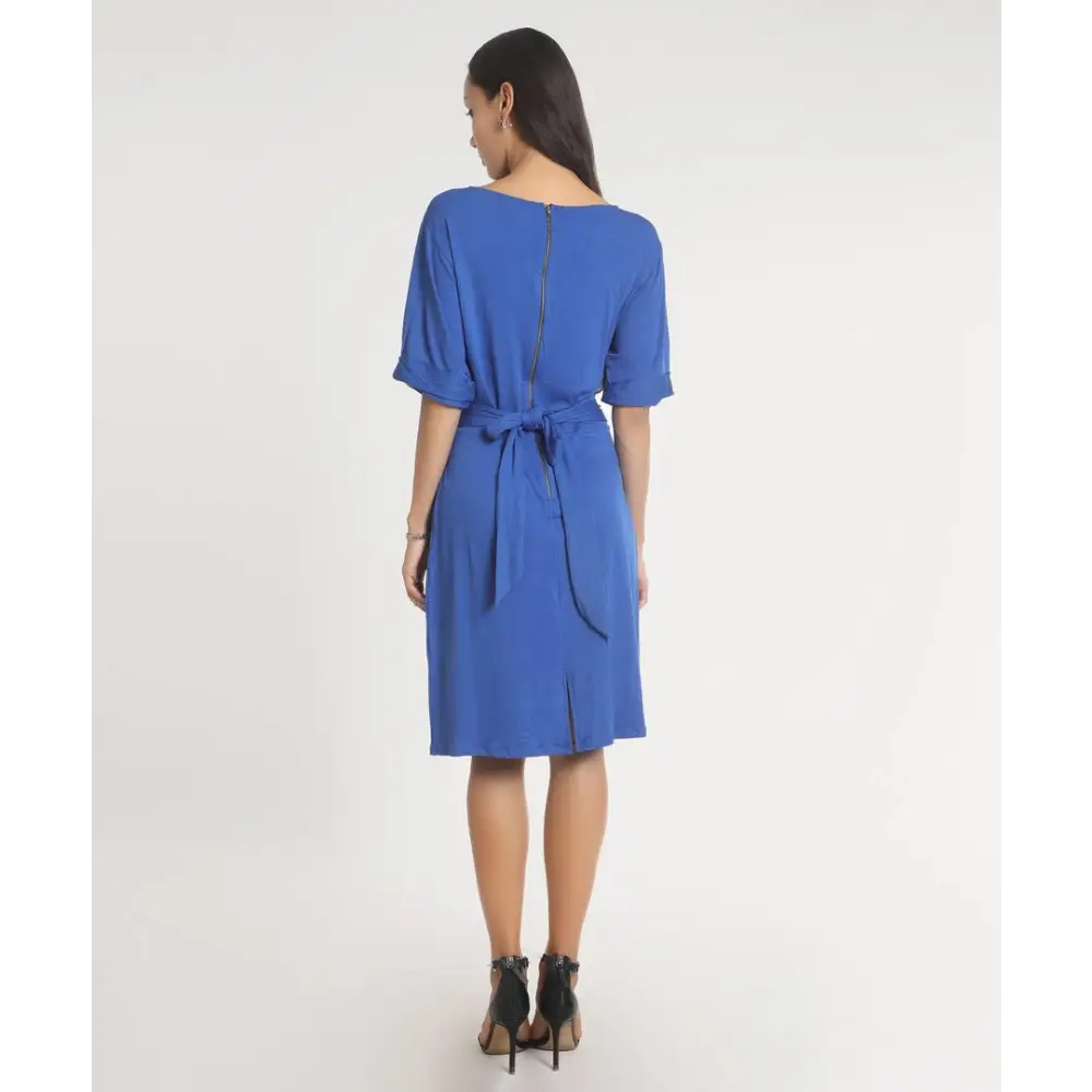 Stylish Polyester Blue Solid Dress For Women