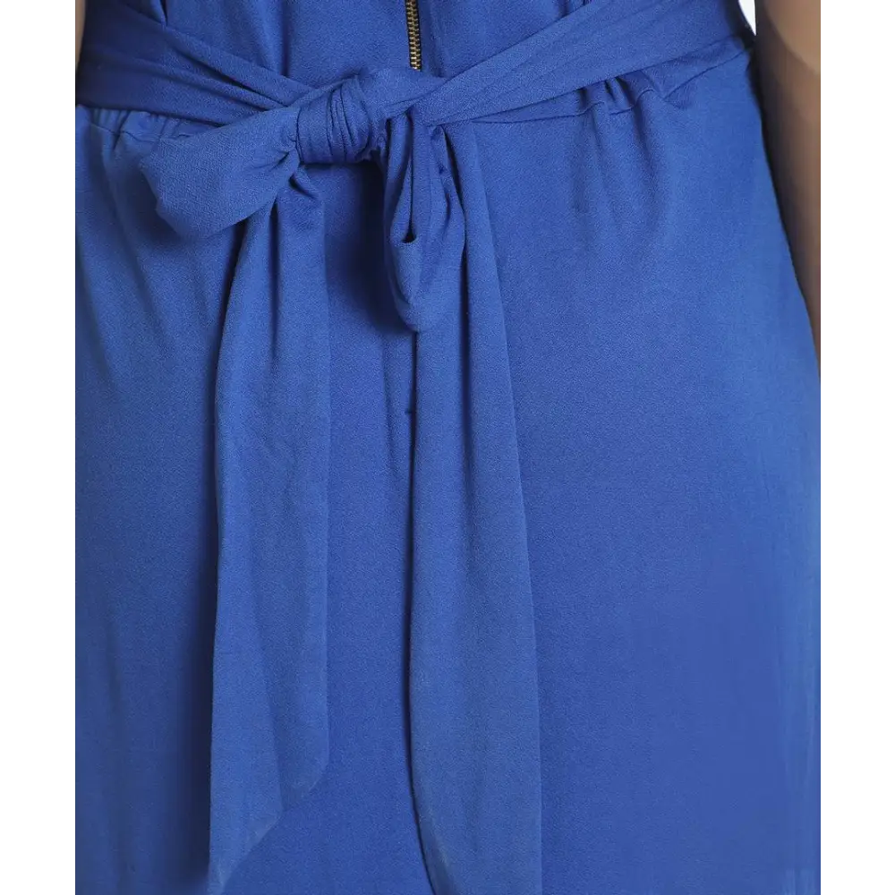 Stylish Polyester Blue Solid Dress For Women