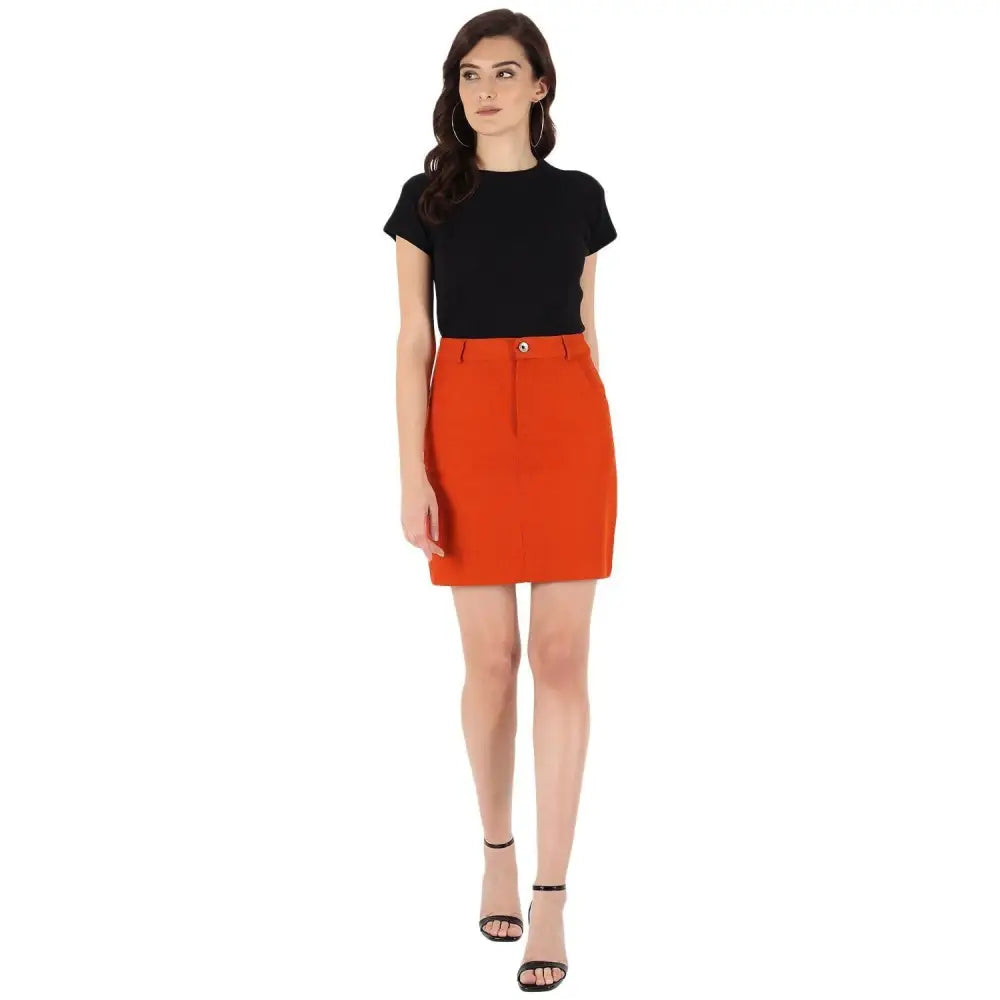TRENDARREST Women's Cotton Solid Pencil Skirt