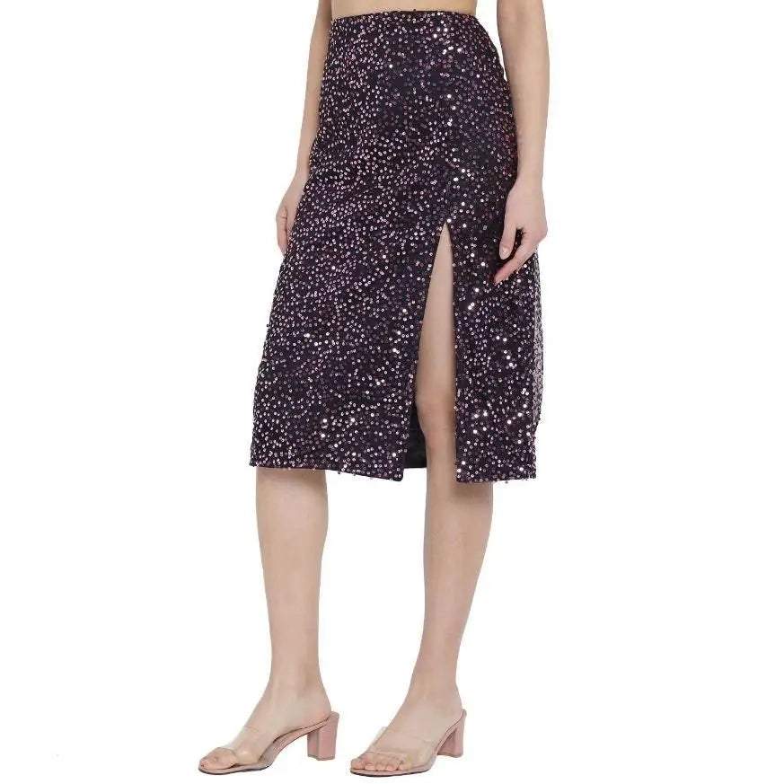 TRENDARREST Women's Polyester Sequin Party Skirt