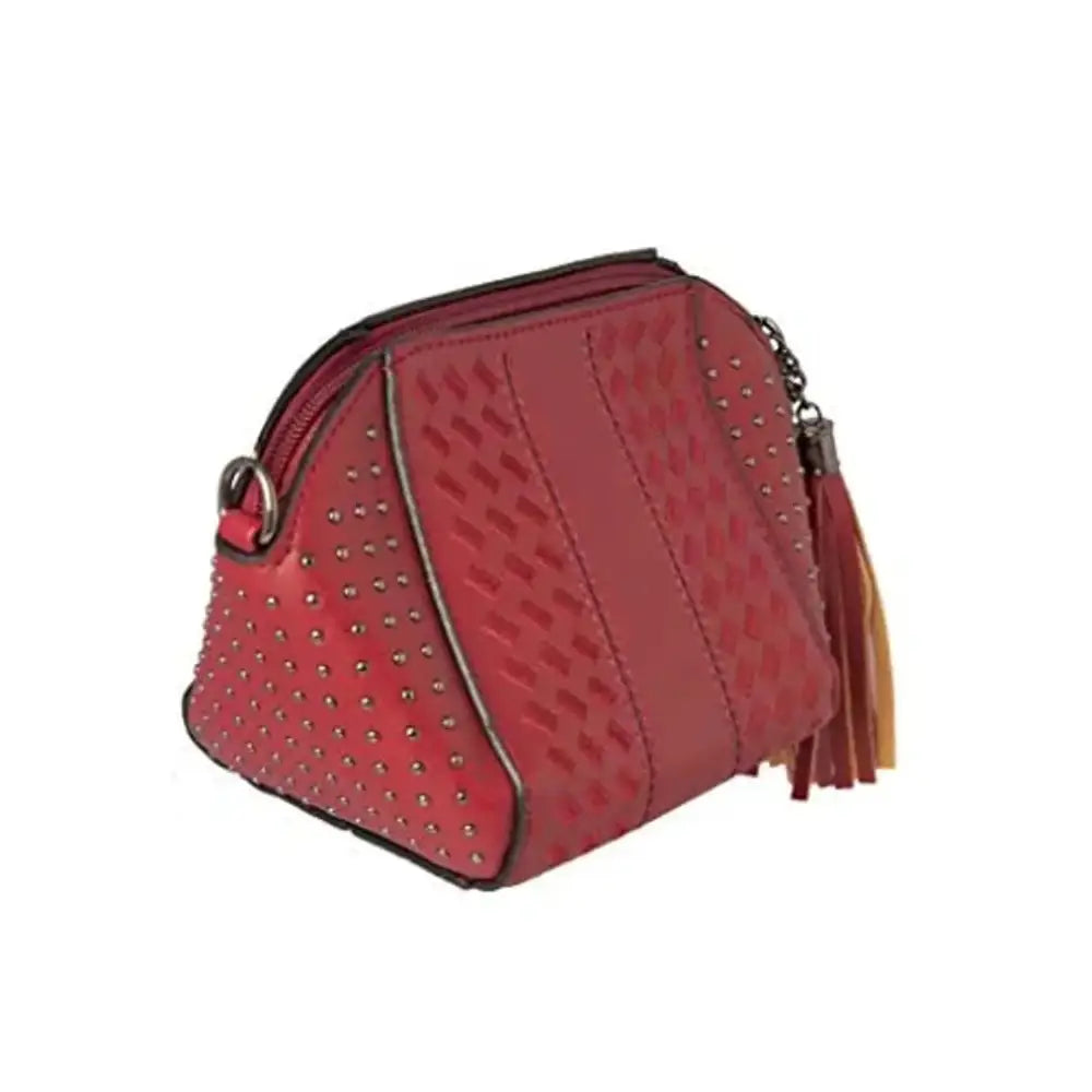 Tap Fashion Women's Closure Tassel Sling Bag With Adjustable Strap (Red)