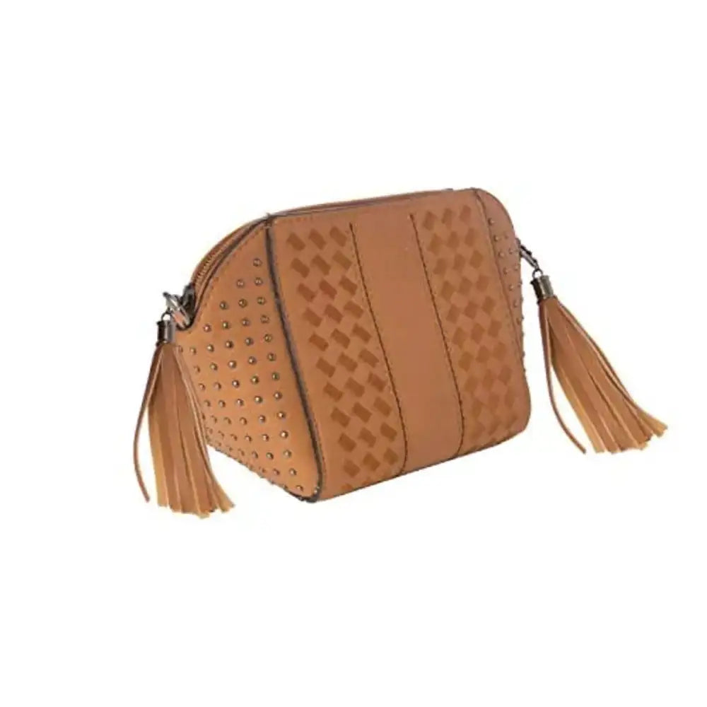 Tap Fashion Women's Closure Tassel Sling Bag With Adjustable Strap (Tan)