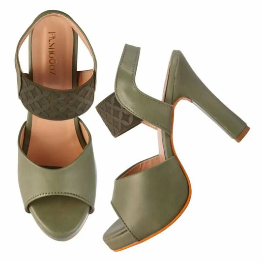 Trendy Stylish Synthetic Leather Heels for Women