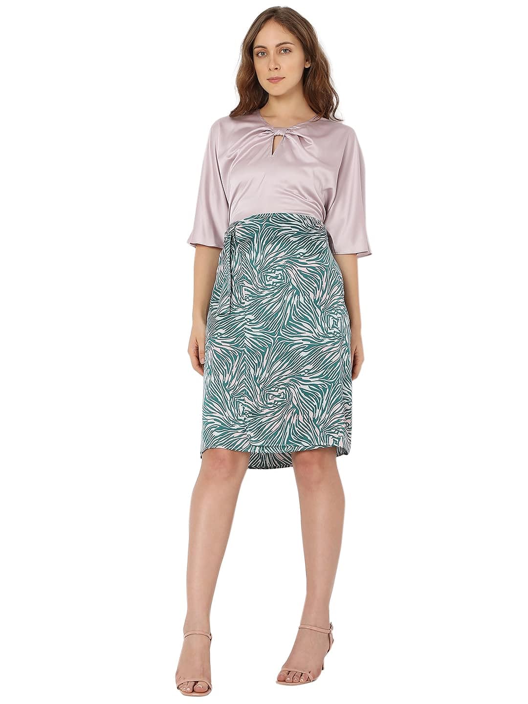 Vero Moda Polyester Western Skirt Green SaumyasStore