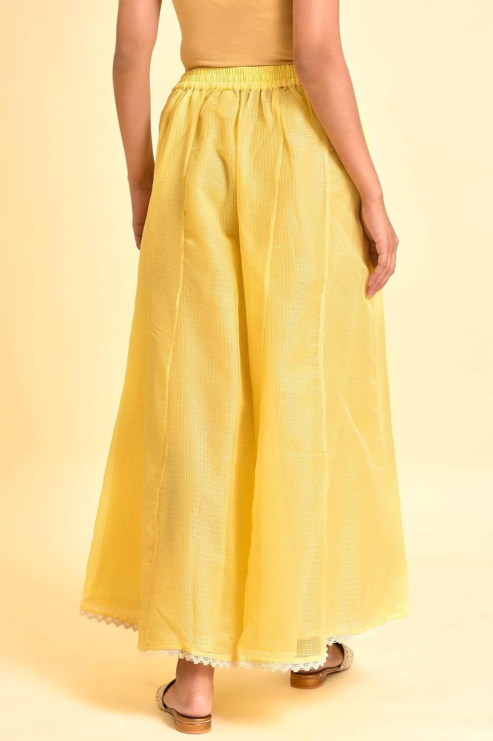 W for Woman Women's Regular Divided Skirt (23FEW62452-219526_Light Yellow_S) SaumyasStore