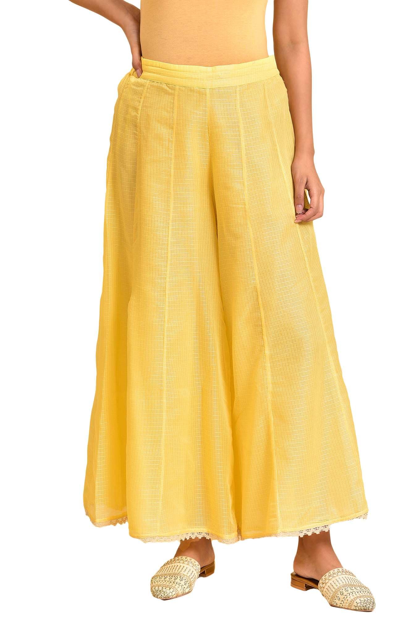 W for Woman Women's Regular Divided Skirt (23FEW62452-219526_Light Yellow_S) SaumyasStore