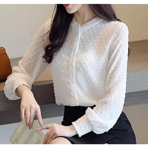 Women's Crepe Self Design Shirt Style Top