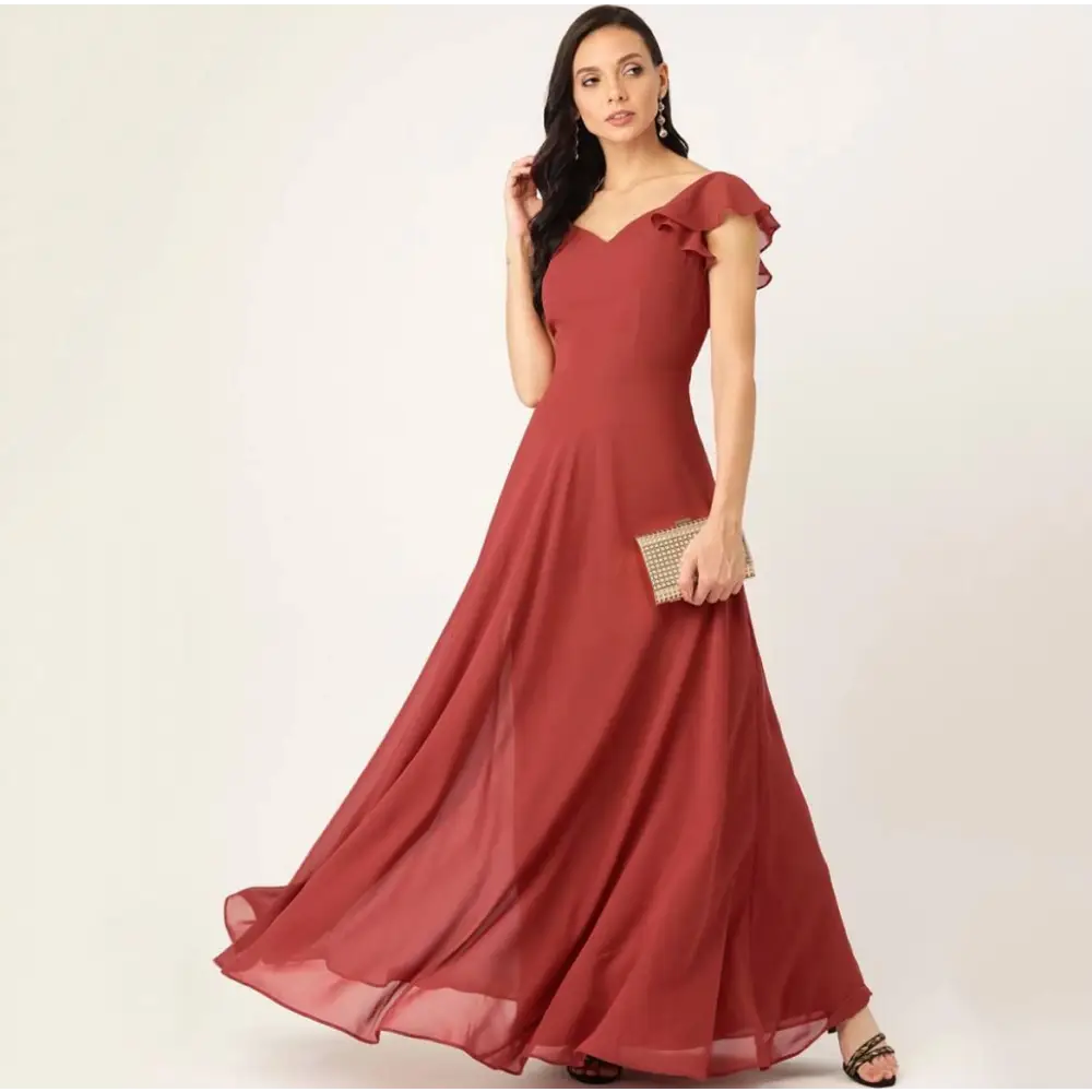 Women's Georgette Solid Flared Gown