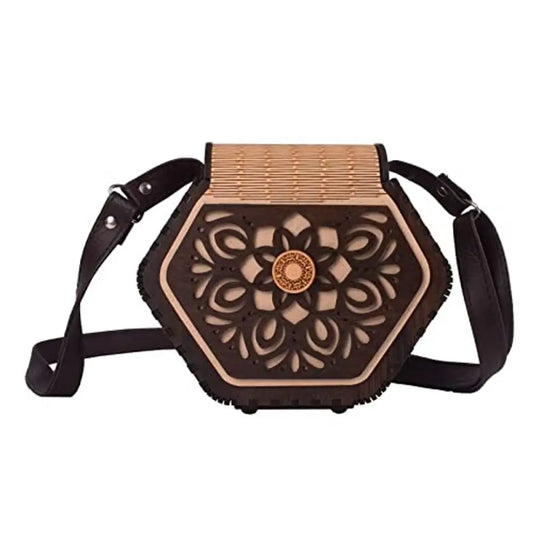 Women's Handcrafted Wooden Light Weight Unique Purse Handbag By DEAFCO