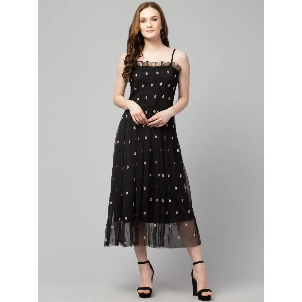 Women’s Net Embroidered Drop Waist Dress - XS