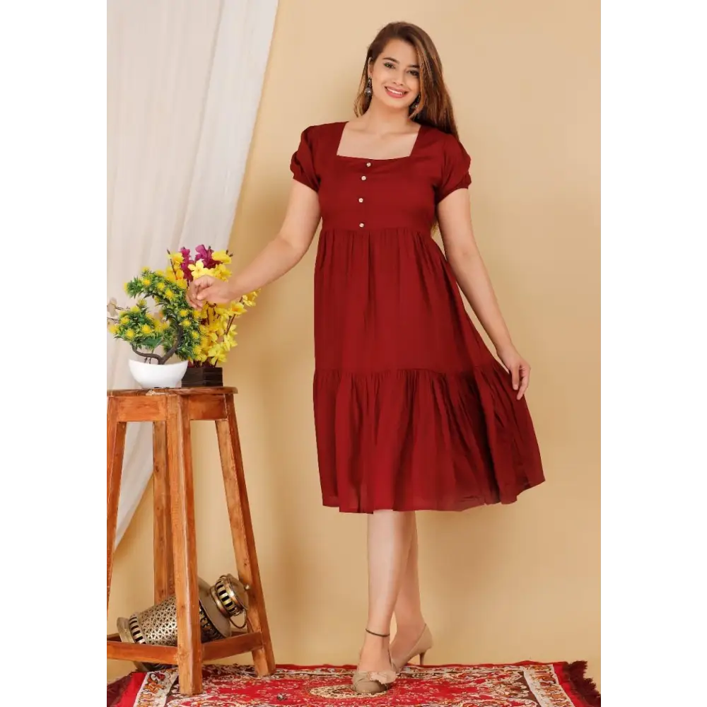 Women's Solid Rayon Dress